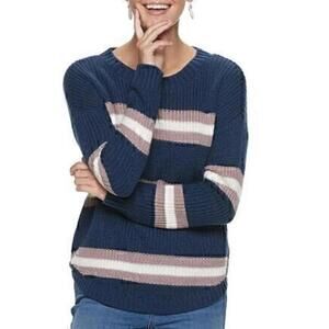 SO Stripe Crew Neck Sweater Blue Lavender White Small